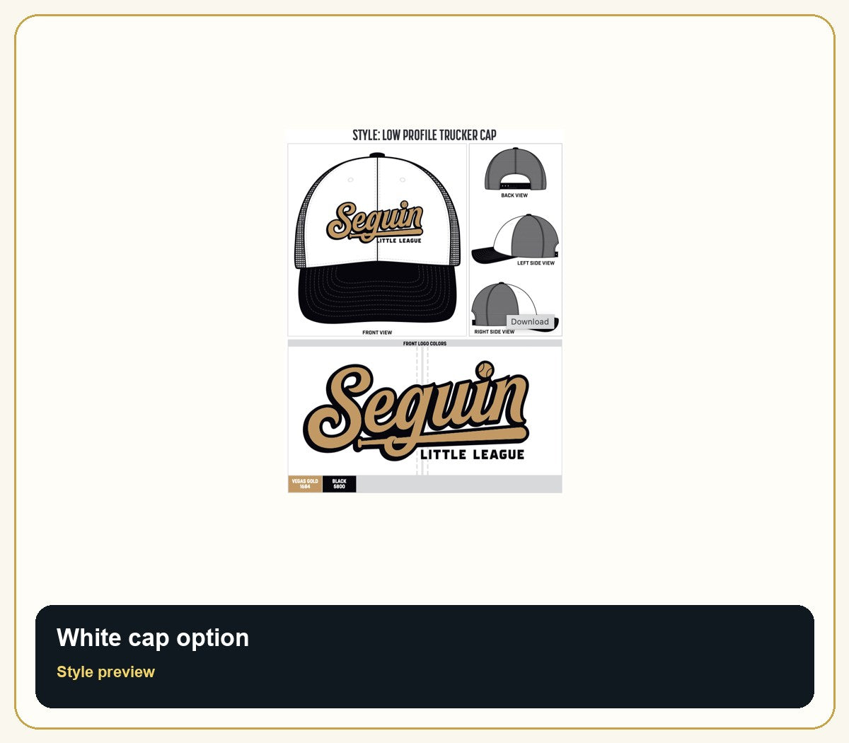 Seguin Champro HC8 White Cap - Batch Preorder
