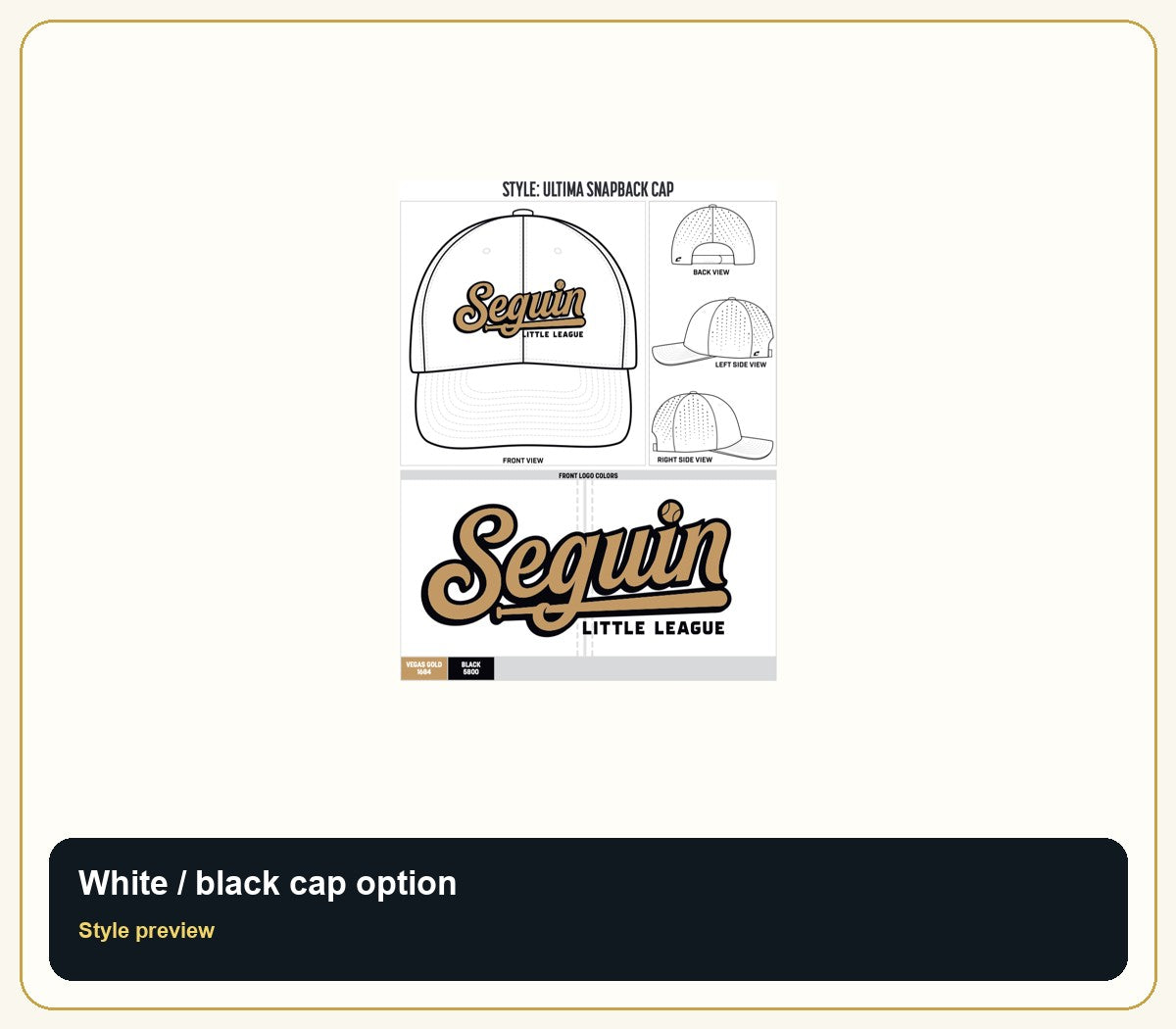Seguin Champro HC10 White / Black Cap - Batch Preorder