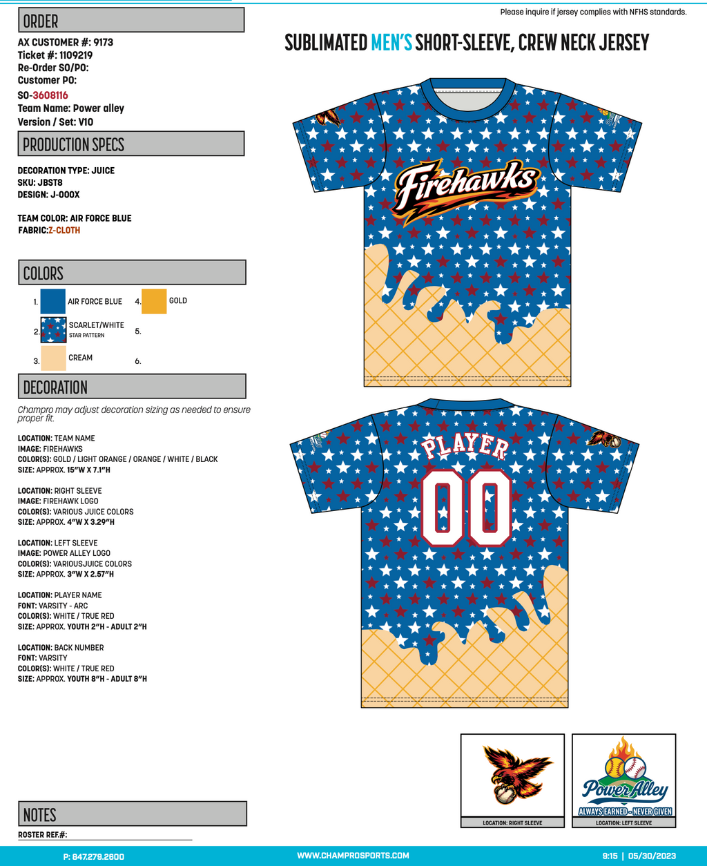 Firehawks JBST8 drip jersey proof showing front and back