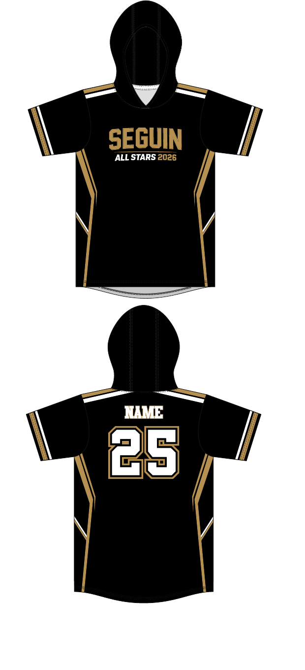 Seguin Champro Black Short-Sleeve Hoodie Top - Custom Batch Preorder
