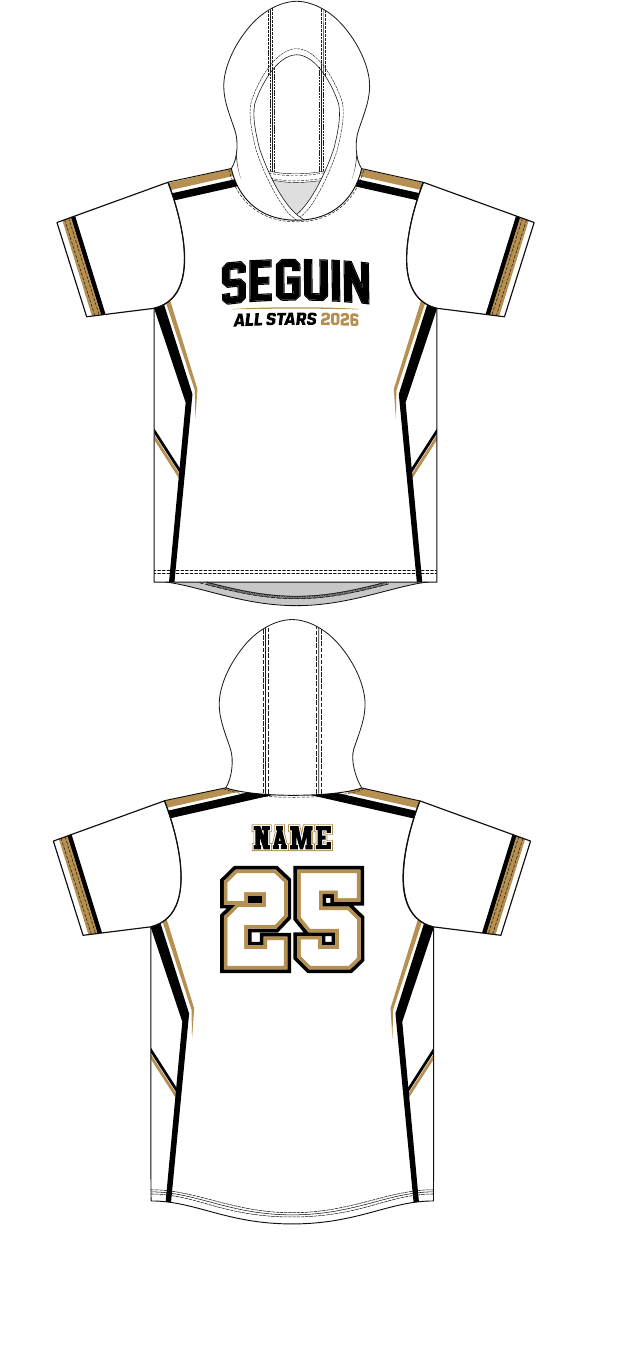 Seguin Champro White Short-Sleeve Hoodie Top - Custom Batch Preorder