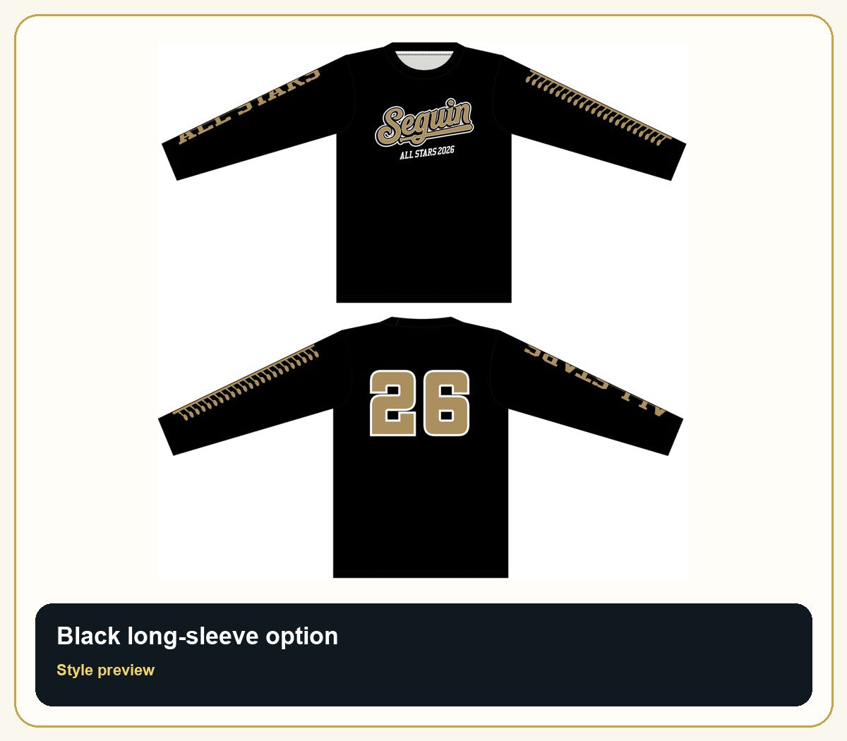 Seguin Champro Black Long-Sleeve Fan Top - Batch Preorder