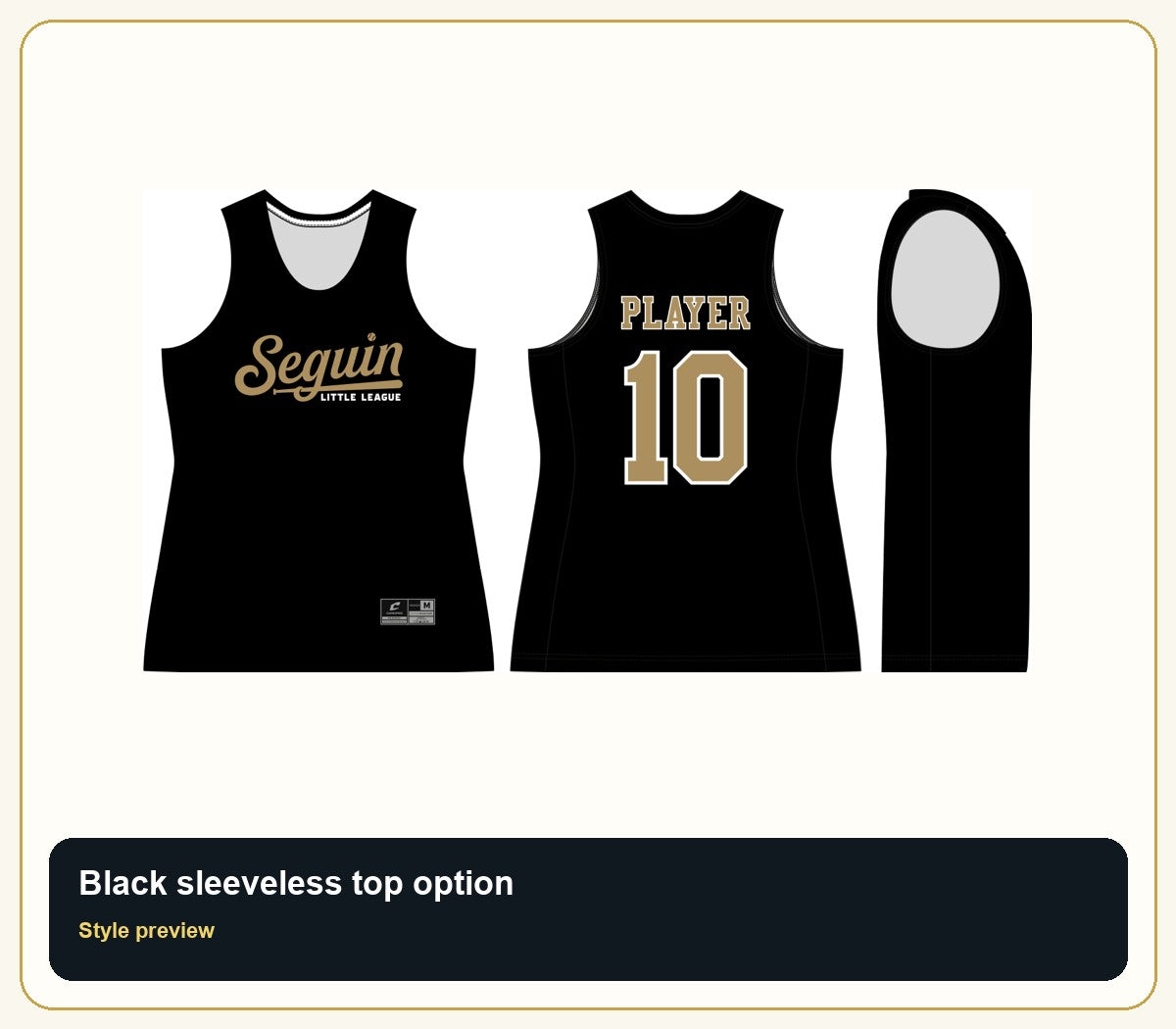 Seguin Champro Women's Black Sleeveless Player Top - Custom Batch Preorder